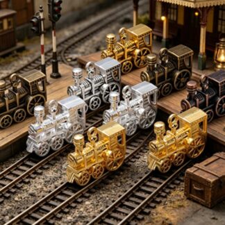 Die-cast metal Mexican Train markers in gold, silver and bronze finishes