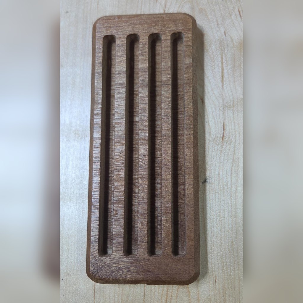 Solid Sapele player tray, top view